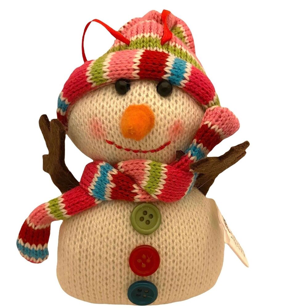 #3832 Kohls Soft Snowman knit ornament  5.5 X 4